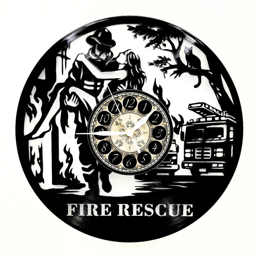 FIRE RESCUE Vinyl Record Clock makes a nice Fireman's gift.
